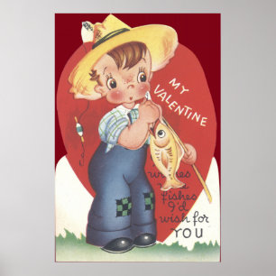 Angelrute Fischer Landjunge Valentinstag Poster