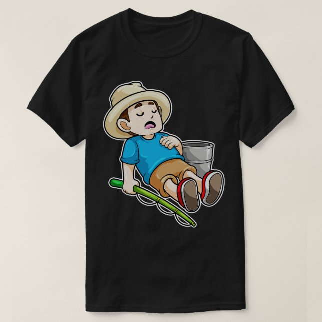 Angelrute mit Eimer 2 T-Shirt (Design vorne)