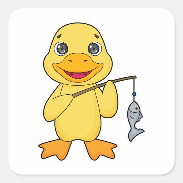 Angelrute Quadratischer Aufkleber (Vorderseite)