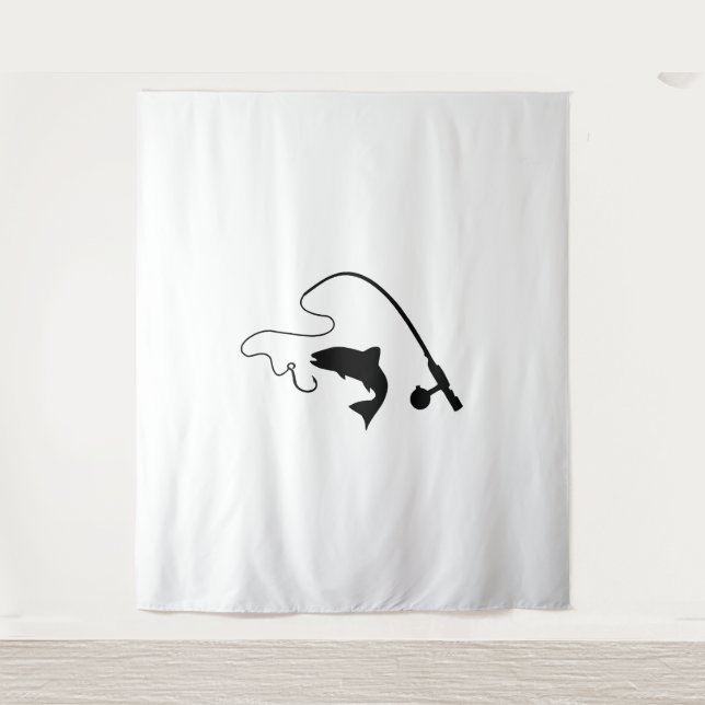 Angelrute und Fische, Fischerei Wandteppich (Vorderseite)