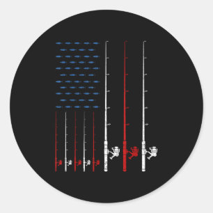 Angelruten Amerikanische Flagge Runder Aufkleber