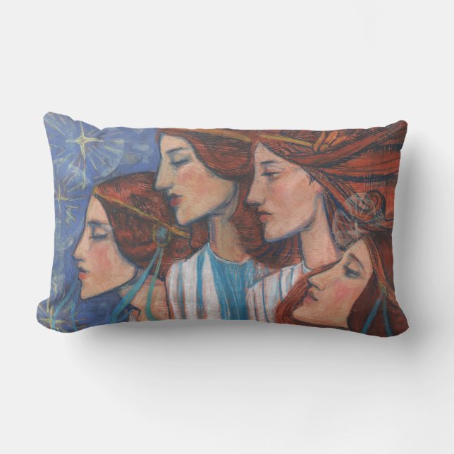Angels Art Nouveau Ginger Auburn Red Hair Women Lendenkissen (Vorderseite)
