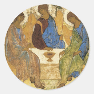 Angels At Mamre Trinity Runder Aufkleber
