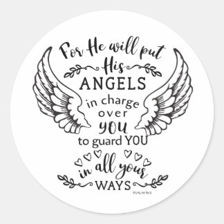Angels Bible Scripture Verse Psalm 91:11 Runder Aufkleber