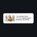 Angels Christmas Return Labels<br><div class="desc">Benutzen Sie dieses niedliche Bild von drei Engeln in der Verwaltung für Ihre Weihnachtszeit Rücksendeadressen-Aufkleber für Ihre Post. Vollständig anpassbar.</div>
