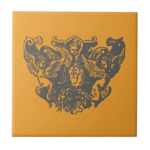 Angels – Coat of arms Emblem baroque tiles Fliese