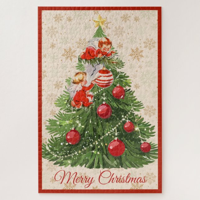 Angels Decorating the Christmas Tree Puzzle (Vertikal)