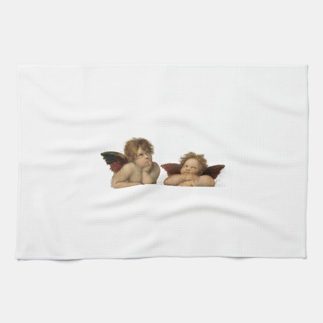 Angels Engel – Madonna Sixtina – Raphael – Raffael Geschirrtuch (Horizontal)