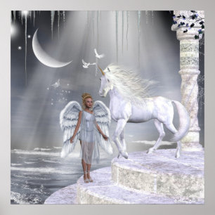 Angels Fae Unicorns Print Poster