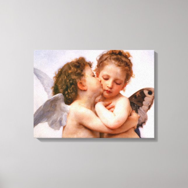 Angels First Kiss, Bouguereau Fine Art Leinwanddruck (Vorderseite)