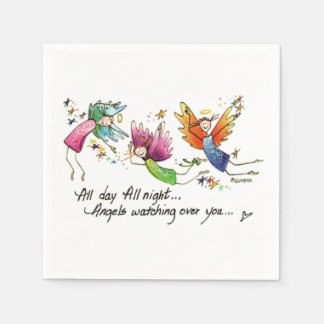 Angels Flying Happiy "All Day" Wasserfarben-Sketch Serviette