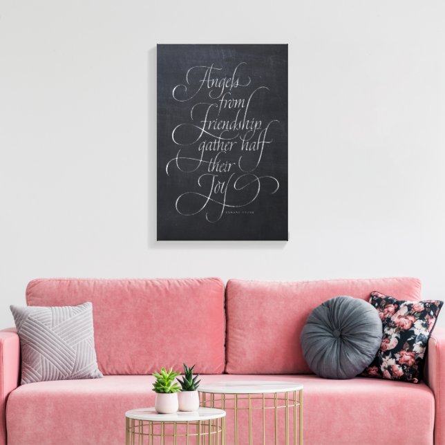 Angels & Friendship Quote Chalkboard-Kalligrafie Leinwanddruck (Insitu (Wohnzimmer))