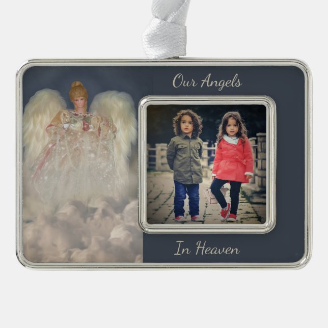 Angels in Heaven Traditionelle Gedenkfeier Rahmen-Ornament Silber (Vorderseite)