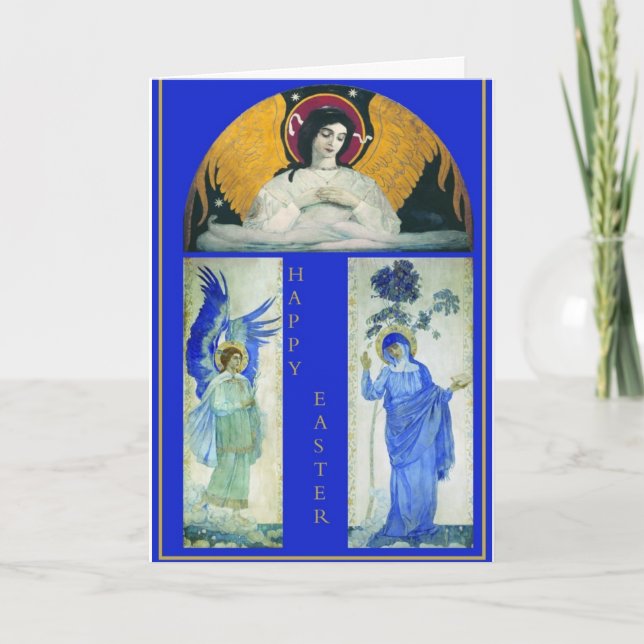 Angels & Jungfrau Osterkarte Feiertagskarte (Vorderseite)