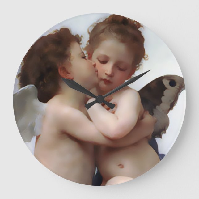 Angels Kiss Wall Clock Große Wanduhr (Vorderseite)