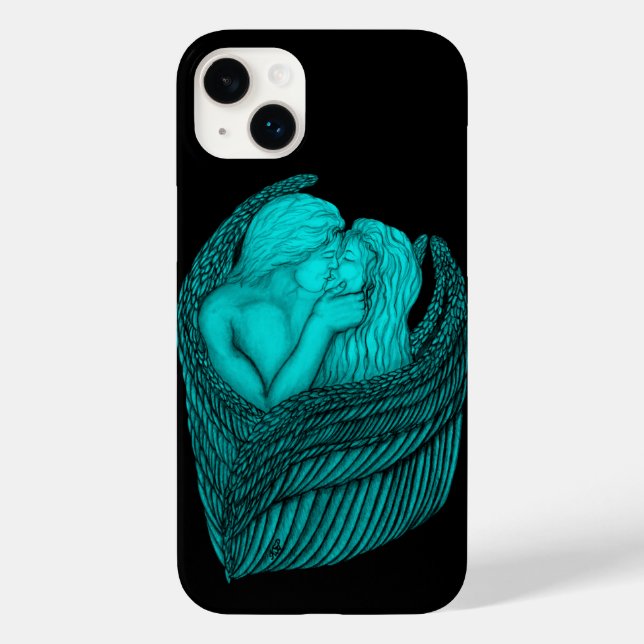 Angels Kissing , Schwarz-Grün-Design Case-Mate iPhone Hülle (Rückseite)