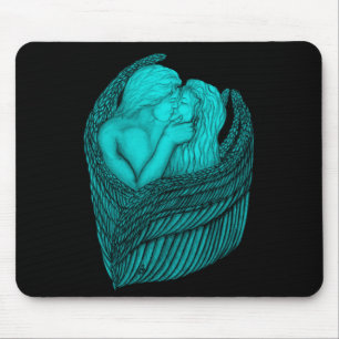 Angels Kissing , Schwarz-Grün-Design Mousepad