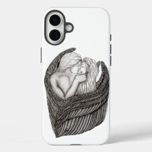 Angels Kissing , Schwarz-Weiß-Design iPhone 16 Plus Hülle