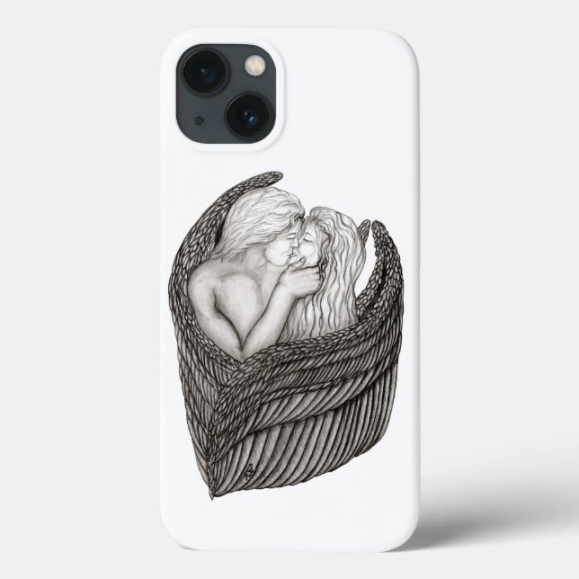 Angels Kissing , Schwarz-Weiß-Design Case-Mate iPhone Hülle (Rückseite)