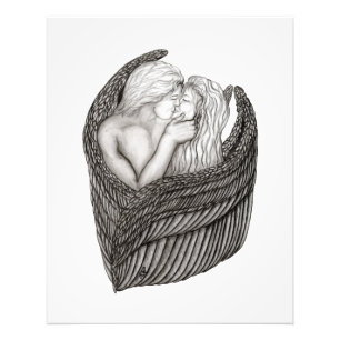 Angels Kissing , Schwarz-Weiß-Design Fotodruck