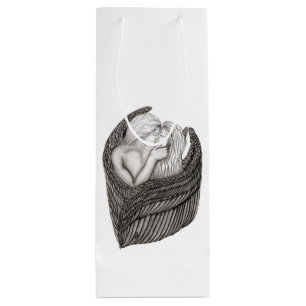 Angels Kissing , Schwarz-Weiß-Design Geschenktüte Für Weinflaschen