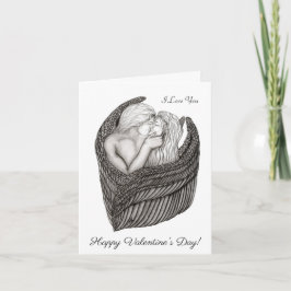 Angels Kissing , Schwarz-Weiß-Design Karte
