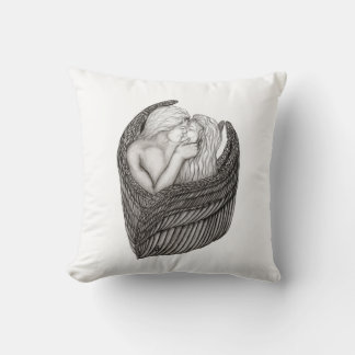 Angels Kissing , Schwarz-Weiß-Design Kissen