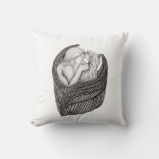 Angels Kissing , Schwarz-Weiß-Design Kissen