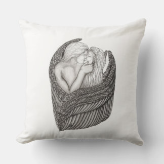 Angels Kissing , Schwarz-Weiß-Design Kissen