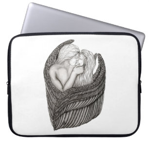 Angels Kissing , Schwarz-Weiß-Design Laptopschutzhülle
