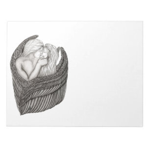 Angels Kissing , Schwarz-Weiß-Design Notizblock