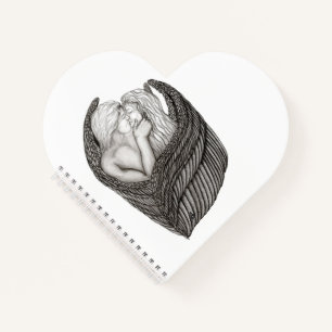 Angels Kissing , Schwarz-Weiß-Design Notizbuch