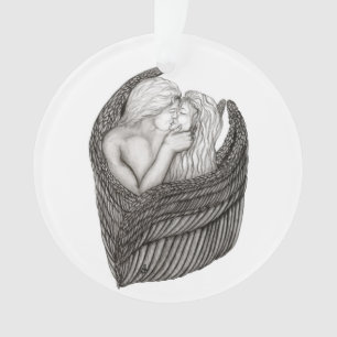 Angels Kissing , Schwarz-Weiß-Design Ornament