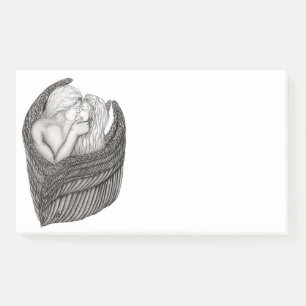 Angels Kissing , Schwarz-Weiß-Design Post-it Klebezettel