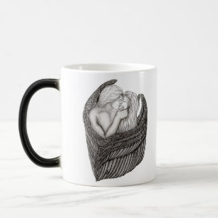 Angels Kissing , Schwarz-Weiß-Design Verwandlungstasse