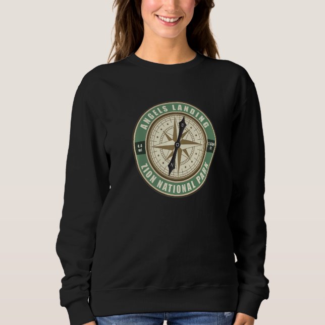 Angels Landing Trail Utah Hiker Compass Circle Bad Sweatshirt (Vorderseite)