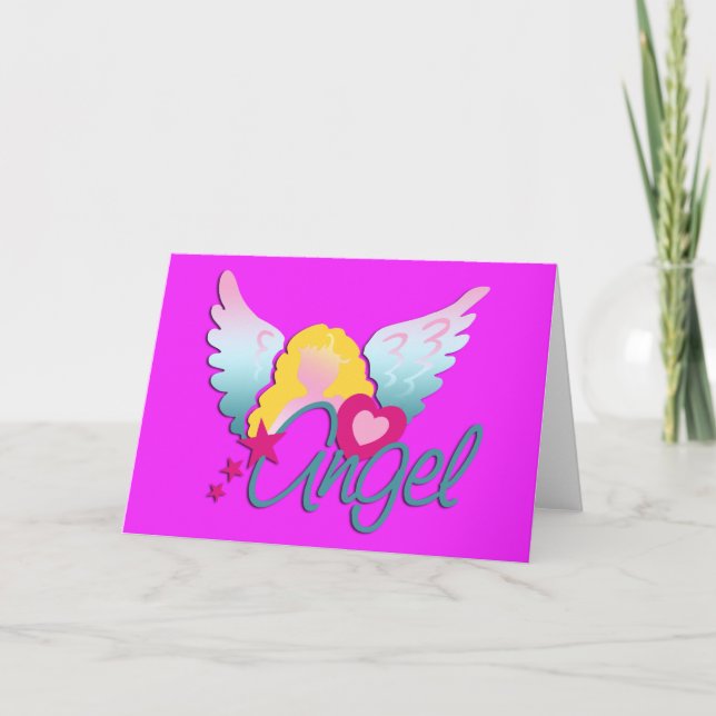 Angels Liebe | rosa Feiertagskarte (Vorderseite)