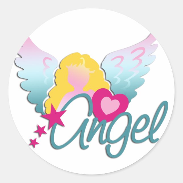 Angels Liebe Runder Aufkleber (Vorderseite)