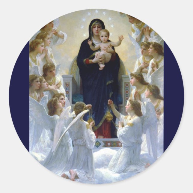 Angels Madona christliche Religionswolken Runder Aufkleber (Vorderseite)