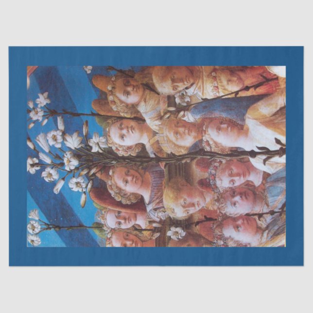 ANGELS MIT WHITE LILIES Blue Christmas Seidenpapier (Vorderseite)