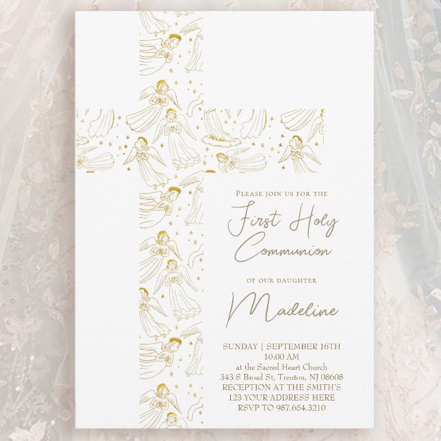 angels pattern cross First Holy Communion Einladung (Von Creator hochgeladen)