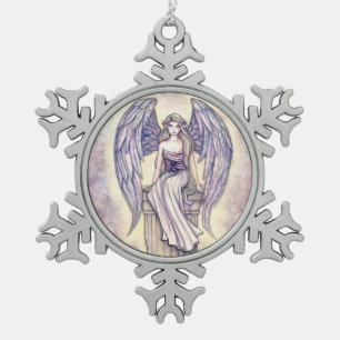Angel's Perch Fantasy Art Schneeflocken Zinn-Ornament