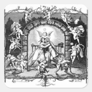 Angels Playning Around Valentine Couple Quadratischer Aufkleber