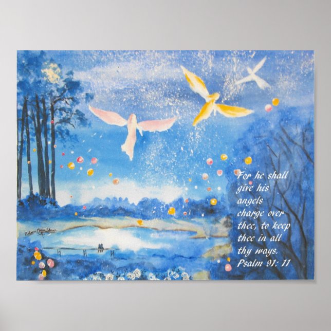 Angels Psalm 91 Wasserfarben-Poster Poster (Vorne)