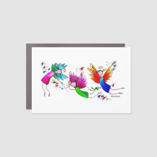 Angels Red Green and Blue Happy Spirits Watercolor Auto Magnet