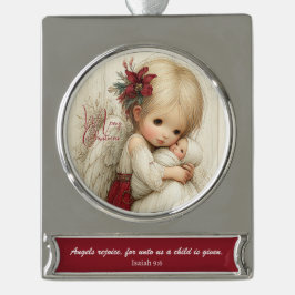 Angels Rejoice – Sacred Christmas Blessing Banner-Ornament Silber