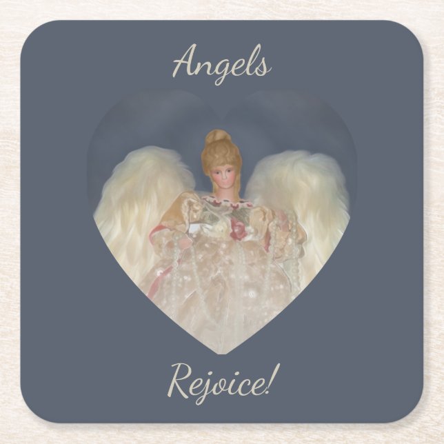 Angels Rejoice Traditional Blue Holiday Rechteckiger Pappuntersetzer (Vorderseite)