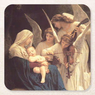 Angels Serenade Mary and Jesus Rechteckiger Pappuntersetzer