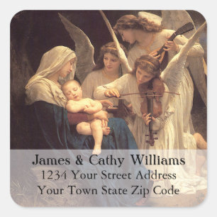 Angels Serenade Mary Christmas Address Label Quadratischer Aufkleber