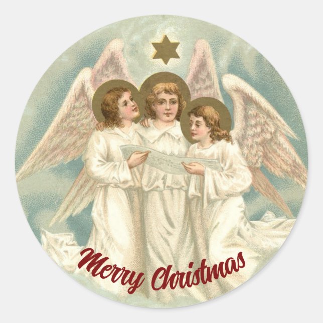 Angels Singing Christmas Round Sticker (Vorderseite)